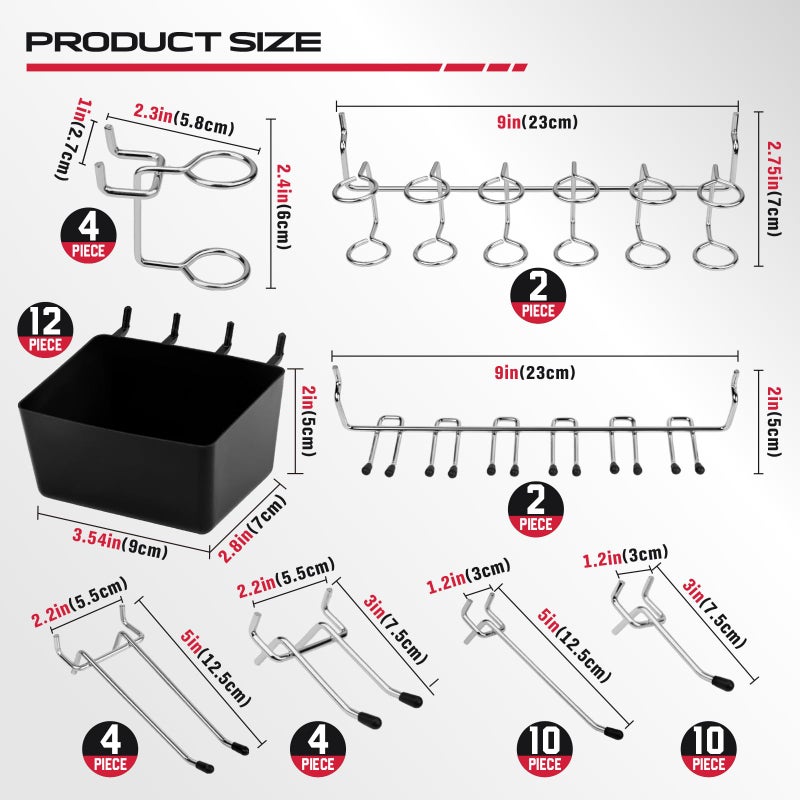 SEDY Pegboard Organizer Peg Board Hooks: 300-Piece Peg Board Hooks for Hanging for Tool Organization Durable Pegboard Hook Assortment Pegboard Accessories with Metal Hooks for Garage Workshop Craft Storage - Image 4